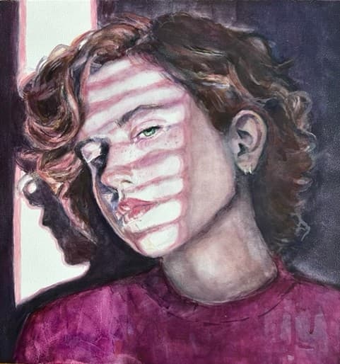 A painting of a woman in shadow